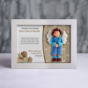 Aniołek w ramce - Pamiątka Chrztu (fs-ch05-sk2kw)