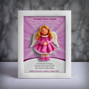 Aniołek w ramce - Pamiątka Chrztu (fs-dz02-sk1)