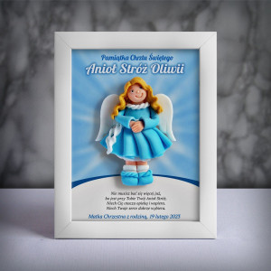 Aniołek w ramce - Pamiątka Chrztu (fs-dz03-sk1)