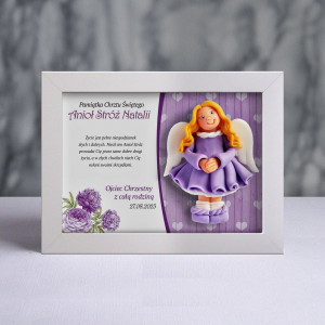 Aniołek w ramce - Pamiątka Chrztu (fs-dz04-sk1kw)