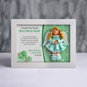 Aniołek w ramce - Pamiątka Chrztu (fs-dz05-sk1kw)