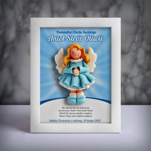 Aniołek w ramce - Pamiątka Chrztu (fs-dz08-sk2)