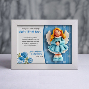 Aniołek w ramce - Pamiątka Chrztu (fs-dz08-sk2kw)