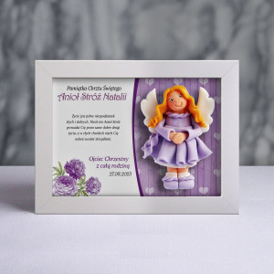 Aniołek w ramce - Pamiątka Chrztu (fs-dz09-sk2kw)
