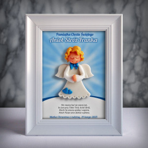 Aniołek w ramce - Pamiątka Chrztu (ml-ch01-b3d)