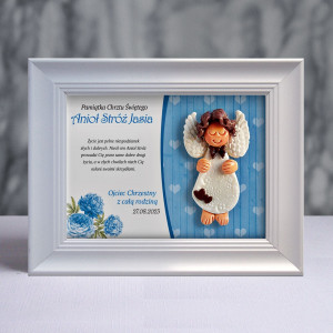Aniołek w ramce - Pamiątka Chrztu (pz-b3d-cd-ch03-sk2-tn)