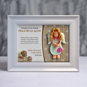 Aniołek w ramce - Pamiątka Chrztu (pz-b3d-cd-dz01-sk1-tz)