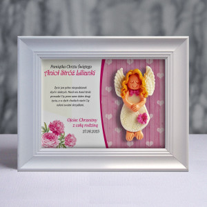 Aniołek w ramce - Pamiątka Chrztu (pz-b3d-cd-dz01-sk2-tr)