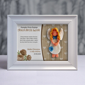 Aniołek w ramce - Pamiątka Chrztu (pz-b3d-cd-dz03-sk2-tz)