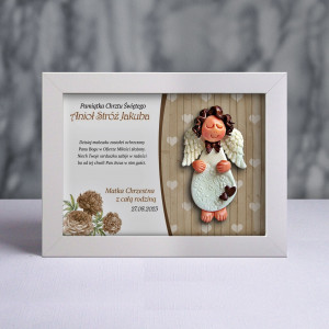 Aniołek w ramce - Pamiątka Chrztu (pz-cd-ch03-sk1-tz)