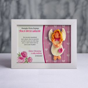 Aniołek w ramce - Pamiątka Chrztu (pz-cd-dz01-sk2-tr)