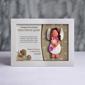 Aniołek w ramce - Pamiątka Chrztu (pz-cd-dz02-sk2-tz)