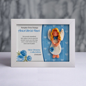 Aniołek w ramce - Pamiątka Chrztu (pz-cd-dz03-sk2-tn)