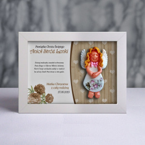 Aniołek w ramce - Pamiątka Chrztu (pz-cd-dzd01-sk2-tz)