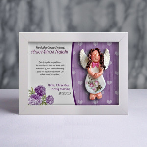 Aniołek w ramce - Pamiątka Chrztu (pz-cd-dzd02-sk2-tf)