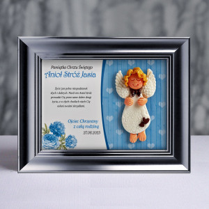 Aniołek w ramce - Pamiątka Chrztu (pz-s3d-cd-ch02-sk2-tn)