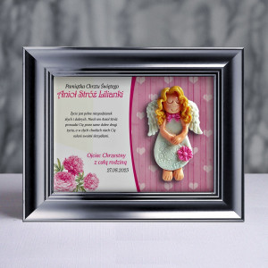 Aniołek w ramce - Pamiątka Chrztu (pz-s3d-cd-dz01-sk1-tr)