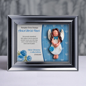 Aniołek w ramce - Pamiątka Chrztu (pz-s3d-cd-dz04-sk2-tn)