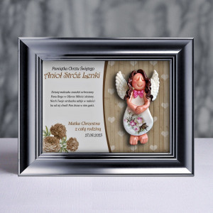 Aniołek w ramce - Pamiątka Chrztu (pz-s3d-cd-dzd02-sk2-tz)