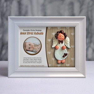 Aniołek w ramce - Pamiątka Chrztu (pzf-b3d-cd-ch03-sk1-tz)