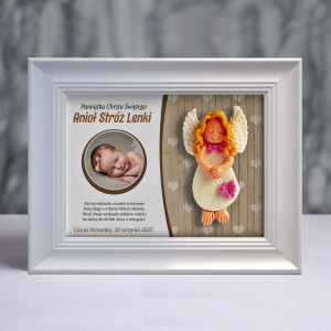Aniołek w ramce - Pamiątka Chrztu (pzf-b3d-cd-dz01-sk2-tz)