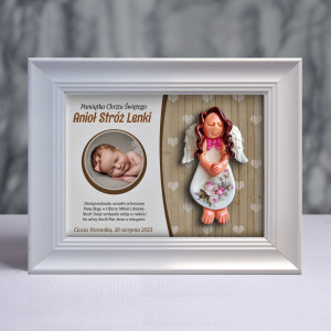 Aniołek w ramce - Pamiątka Chrztu (pzf-b3d-cd-dzd02-sk1-tz)