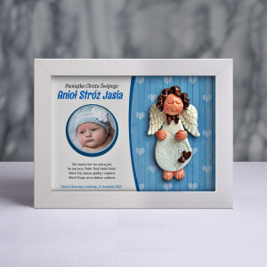 Aniołek w ramce - Pamiątka Chrztu (pzf-cd-ch03-sk1-tn)