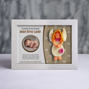 Aniołek w ramce - Pamiątka Chrztu (pzf-cd-dz01-sk2-tz)