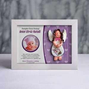 Aniołek w ramce - Pamiątka Chrztu (pzf-cd-dzd02-sk2-tf)