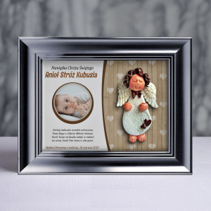 Aniołek w ramce - Pamiątka Chrztu (pzf-s3d-cd-ch03-sk1-tz)