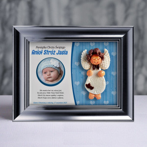 Aniołek w ramce - Pamiątka Chrztu (pzf-s3d-cd-ch03-sk2-tn)