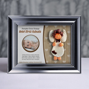 Aniołek w ramce - Pamiątka Chrztu (pzf-s3d-cd-ch03-sk2-tz)