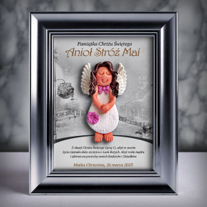 Aniołek w ramce - Pamiątka Chrztu (s3d-cd-dz10-sk2)