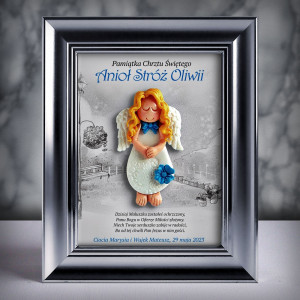 Aniołek w ramce - Pamiątka Chrztu (s3d-cd-dz17-sk1)