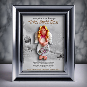 Aniołek w ramce - Pamiątka Chrztu (s3d-cd-dzd03-sk1)