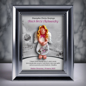 Aniołek w ramce - Pamiątka Chrztu (s3d-cd-dzd06-sk1)