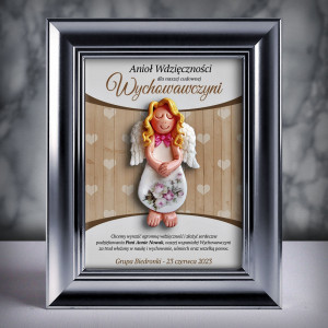 Aniołek w ramce srebrnej 3D dla wychowawczyni (cd-decu-dz01-sk1)