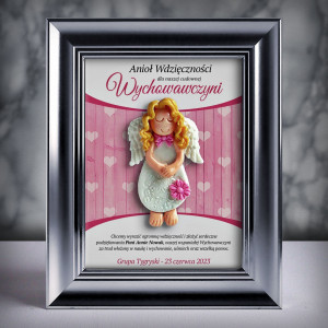 Aniołek w ramce srebrnej 3D dla wychowawczyni (cd-dz01-sk1)