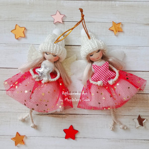 Aniołki świąteczne na choinkę, Makrama, Ozdoby choinkowe, Zestaw