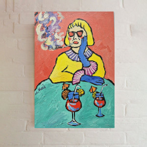 art wesoła pani i drinki