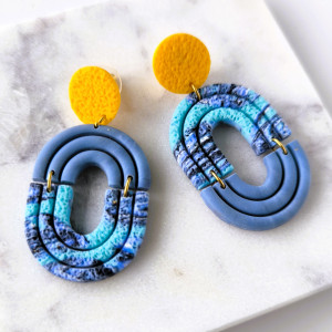 ARTY geometryczne kolczyki niebieskie owale
