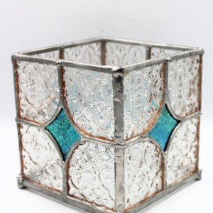 Artystyczny świecznik witrażowy Zimowy Blask