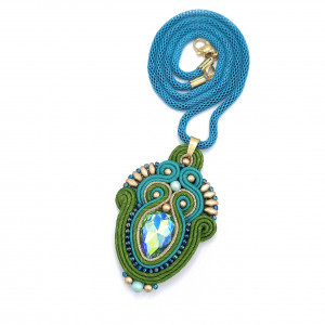 „Auralis” wisiorek sutasz zielono turkusowy letni mały z kryształkiem