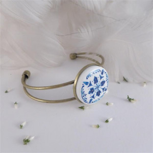 Azulejo bransoletka d, ręcznie malowana porcelana