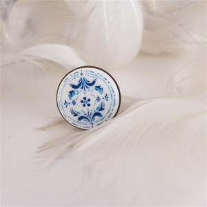 Azulejo pierścionek 2, ręcznie malowana porcelana