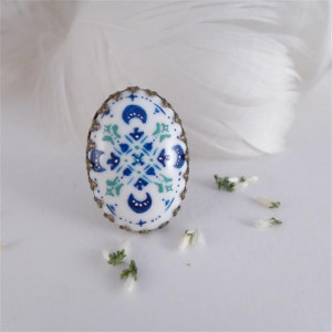 Azulejo turkus, ręcznie malowana porcelana
