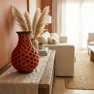 Ażurowy Dzbanek z Drewna – Dekoracja Boho, Prezent