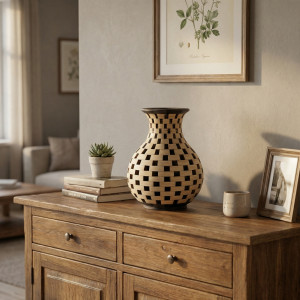 Ażurowy Wazon z Drewna – Dekoracja Salonu, Prezent