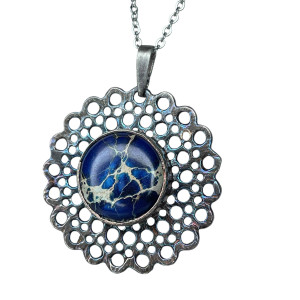 Ażurowy wisiorek z jaspisem Błękit Burzowy a1052