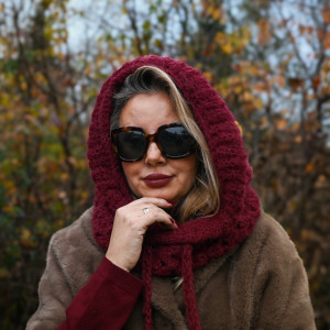 Balaclava alpaka i jedwab handmade, ręcznie szydełkowana  kominiarka